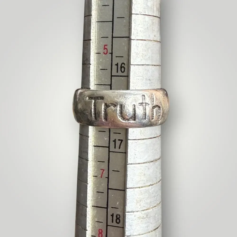 Vintage 925 Sterling Silver “Truth” Ring Size 6 - Picture 5 of 5